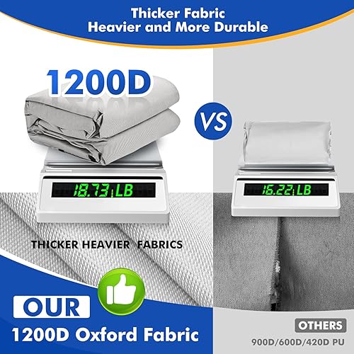 Miniatura 22 de Funda impermeable 1200D para lanchas, se adapta a barcos de bajo de 14 a 16 pies, casco V y tri-casco, lona resistente, color negro