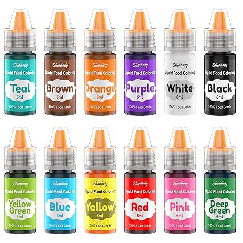 Shanlinly - Juego de líquidos para colorear alimentos para hornear, 12 colores de grado alimenticio, colores vibrantes de neón para glaseado, sin