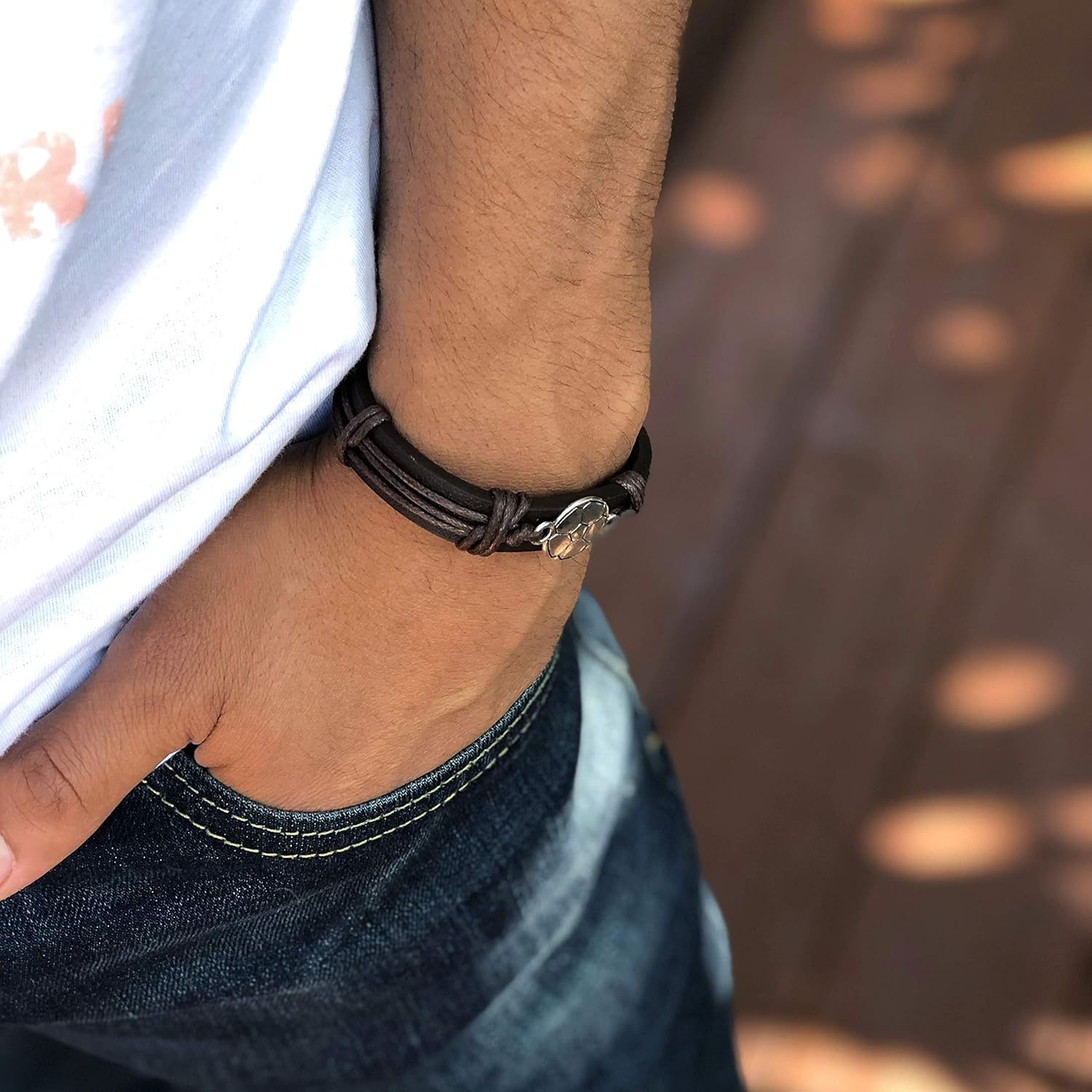 Sports Leather Wrap Bracelets for Men & Teens, Soccer, Football, Baseball, Basketball, Team Sport Jewelry for High School, Teenagers Charm Bracelet Adjustable Sizing - Image 2