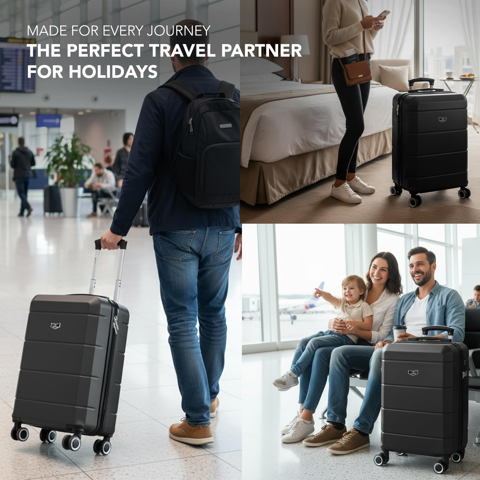 LUGG - Jetset 40cm Suitcase - 40x30x20cm- Ryanair Compatible - Underseat Size - Hard Shell ABS - Spinner & Removable Wheels - Lightweight Travel Luggage- Cream/Brown — view 226