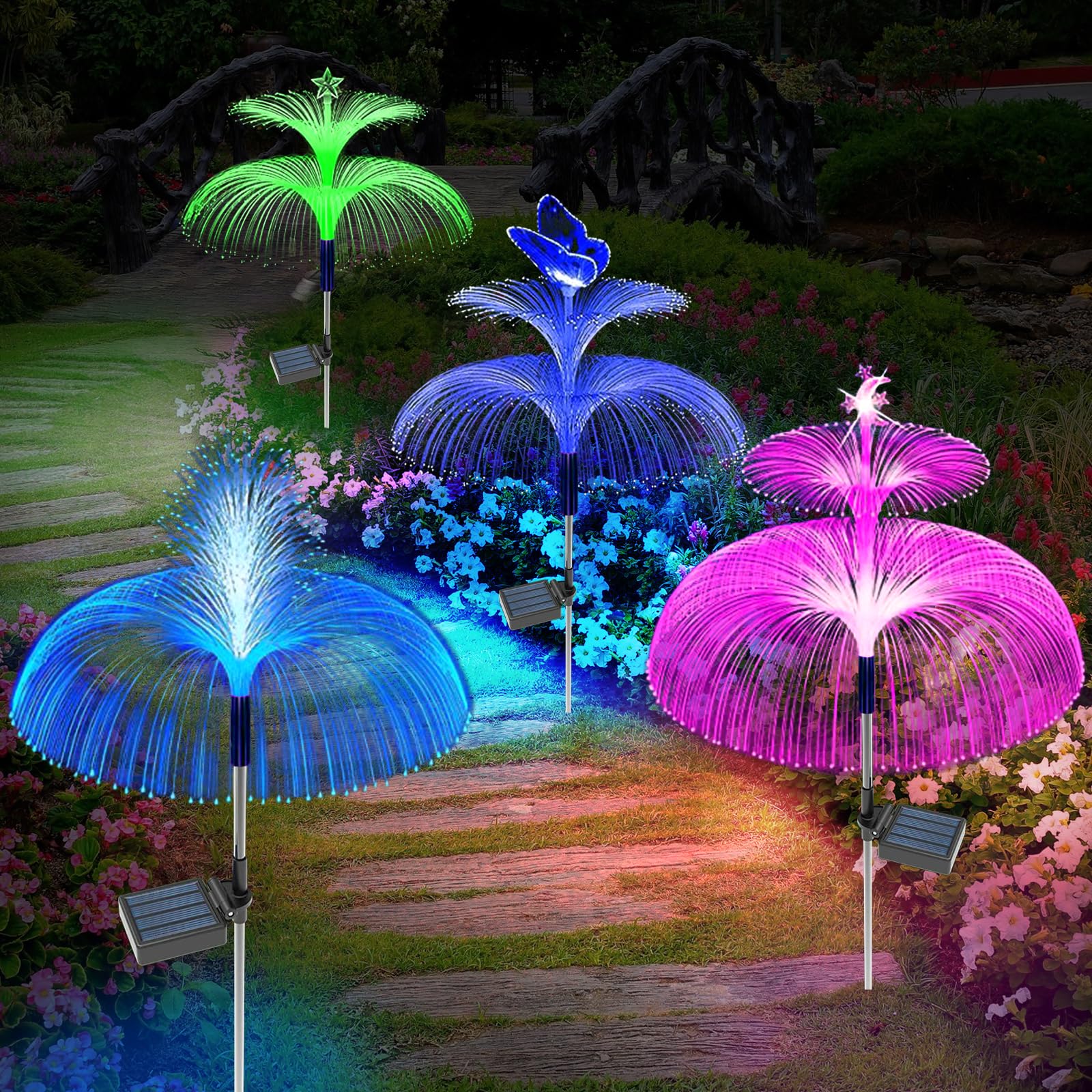 4Pack Garden Solar Lights Outdoor Waterproof Stake