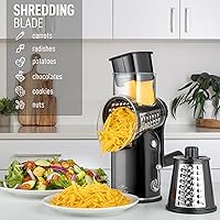 Vista 3 de Zulay Kitchen Rotary Cheese Grater 5 Blade Cheese Shredder - Manual Hand Crank Cheese Grater With Reinforced Suction & 5 Interchangeable Drums