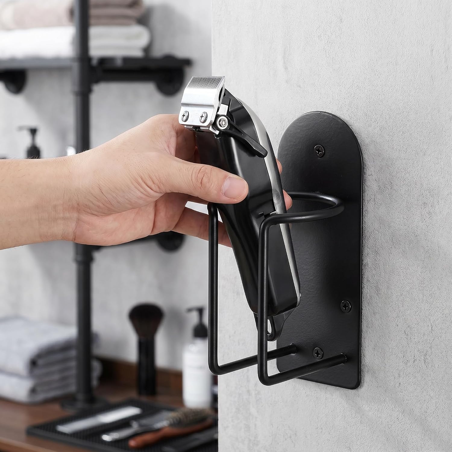 NOLITOY Hair Clipper Holder, Wall Mounted Stainless Steel Rack, Black image 2