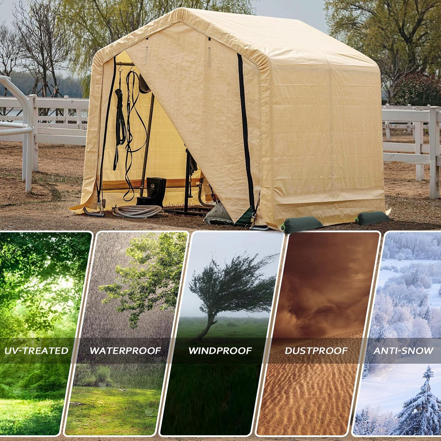 屋外収納キャノピー、高耐久防水テントシェッドロールアップジッパー