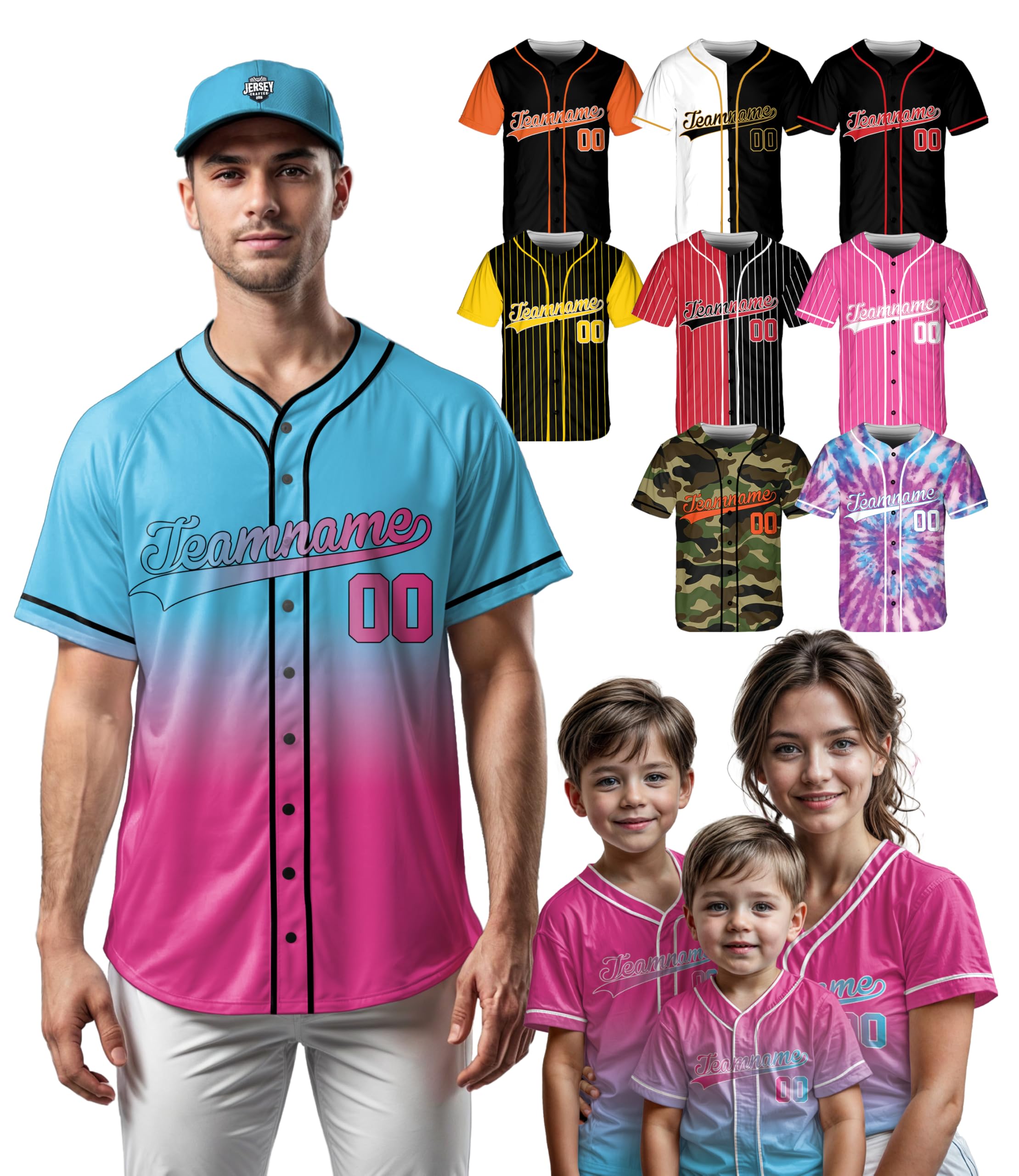 Custom Baseball Jersey - Personalized Softball Uniform Customized Sport Shirt with Printed Name Number Logo for Men Women Adult Youth Toddler Boy Girl