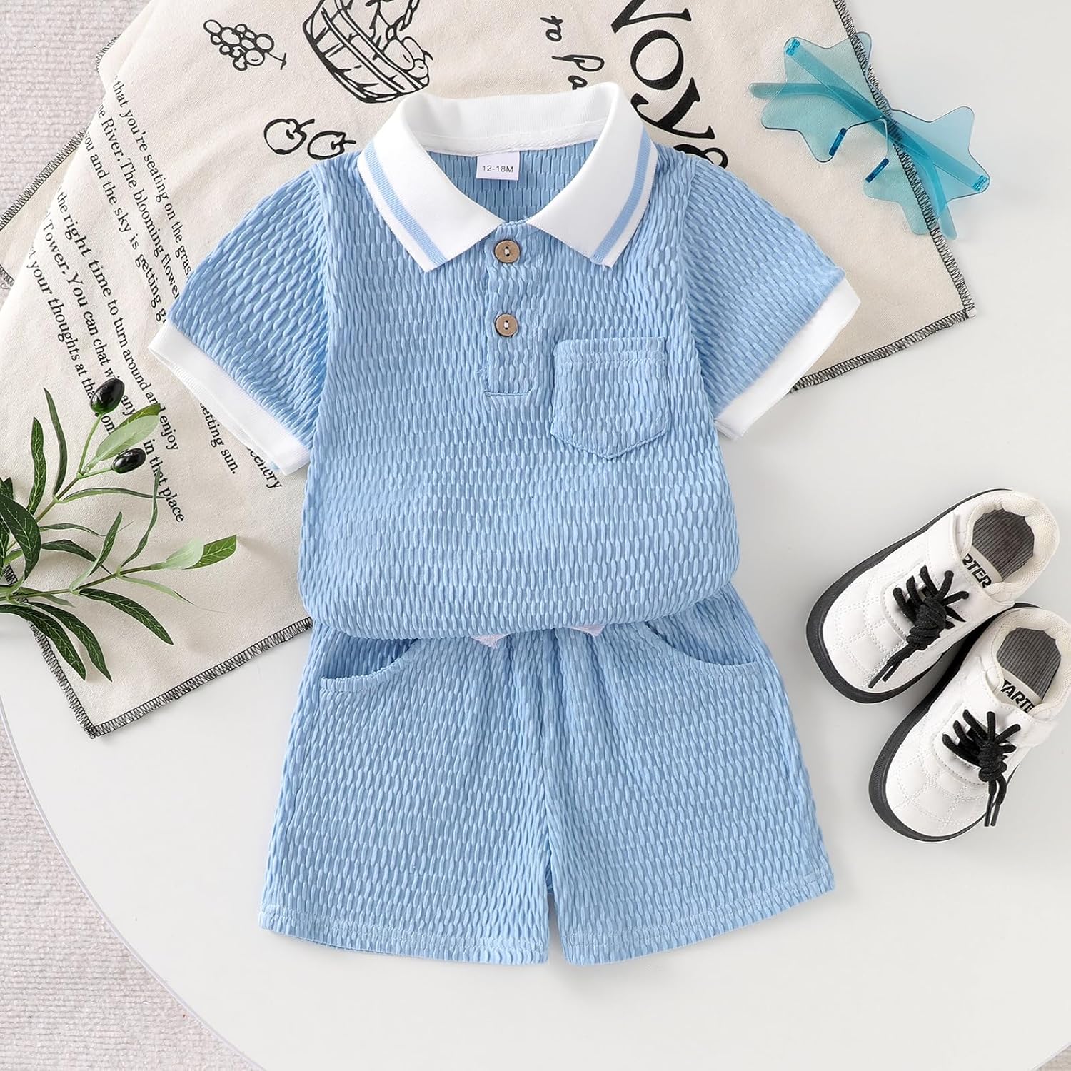 Toddler Baby Boy Clothes Summer Outfits Short Sleeve Solid Polo T Shirts and Shorts 2pc Sweatsuit Set 12M-5T - Image 8