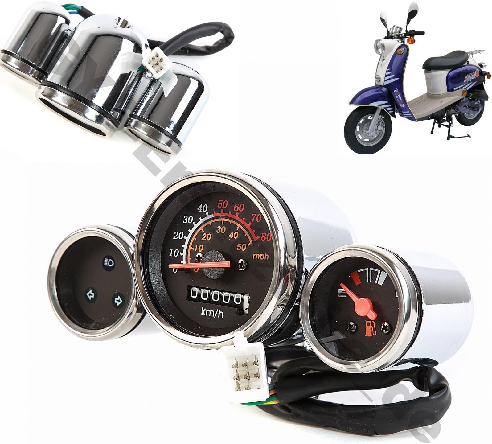 SPEEDOMETER GAUGE INSTRUMENT FOR RETRO & RUCKUS STYLE SCOOTER GY6 4-STROKE CHINESE SCOOTER BENZHOU JINLUN ROKETA JONWAY PEACE BAOTIAN TAOTAO BMS VENTO VIP SUNL ZNEN KAZUMA ZNEN
