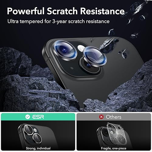Miniatura 6 de ESR Paquete de 2 protectores de lente de cámara para iPhone 1515 Plus1414 Plus, protectores individuales HD ultra resistentes, resistentes a los
