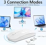 Wireless Mouse for MacBook & iPad, Bluetooth 5.2/3.0 & 2.4G USB-C/USB-A, Rechargeable Silent Slim Mouse with Multi-Device Switching & Activity Mode to Prevent Screen Lock - White