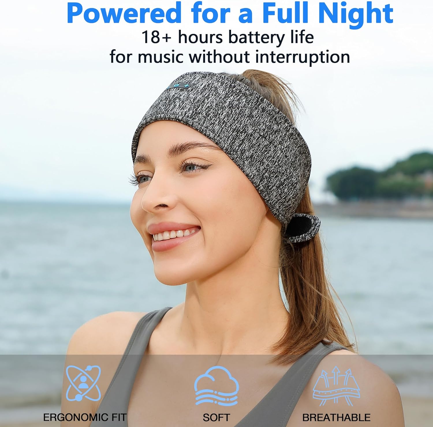 2-Pack Sleeping Headphones,18 Hour Playtime,Adjustable Bluetooth Headband，Ideal for Running, Workouts, Insomnia Sufferers, Travel, and Meditation
