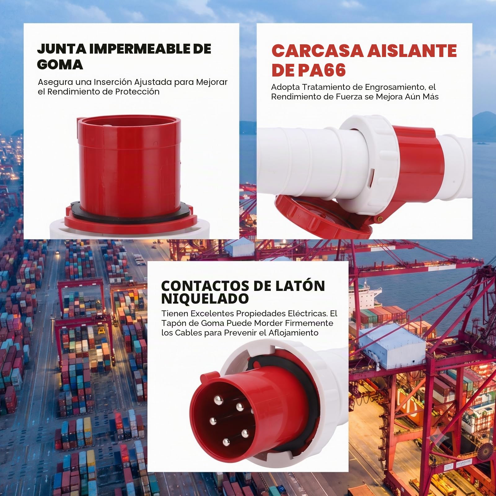 Conector Circular Industrial de alimentación de 5 pines 63A resistente al agua Industrial 3 fases 5 cables IP67 enchufe Adaptador Circular de alta potencia 380-415V 3P E N