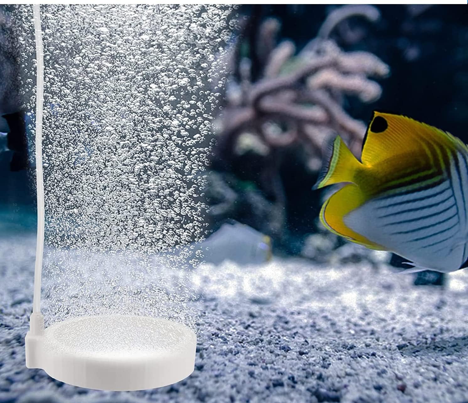 White Round Air Stone Disc Bubble Diffuser for Aquarium Fish Tank Hydroponics Pump Carborundum Airstones Air Pump (2 INCH)