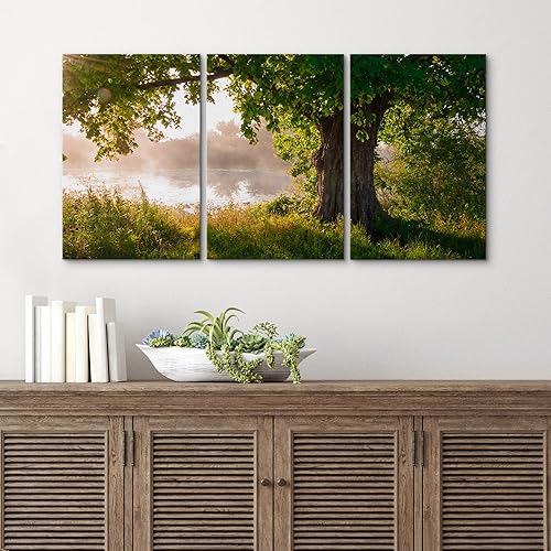 Miniatura 4 de Lienzo de 3 piezas, arte contemporáneo, decoración de pared moderna, cascada y flores