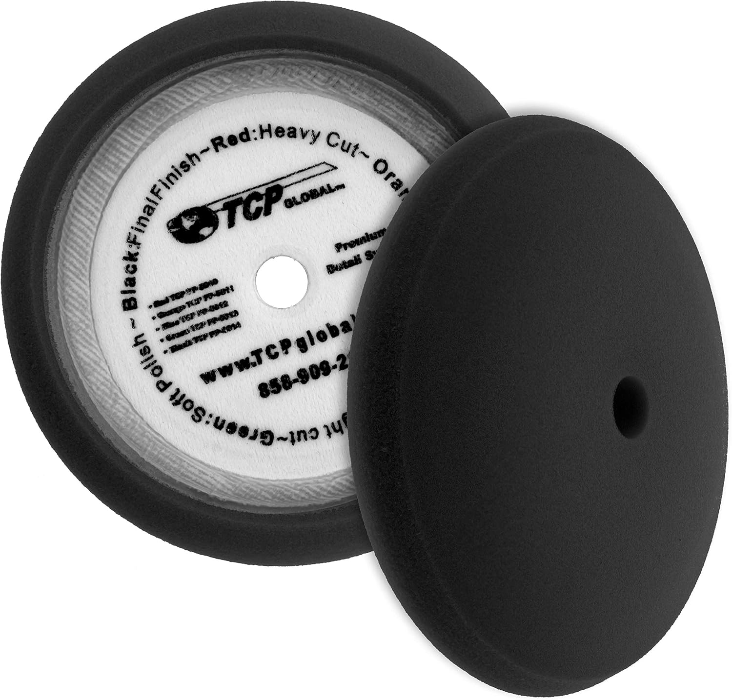 TCP Global 8" Black Extra Fine Foam Finishing Grip Pad Final Buff Polish Wax Hook