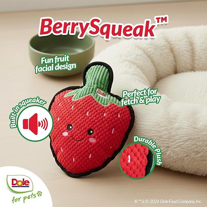 Juguetes para perros pequeños y medianos, fresa quechante de peluche miniatura 3