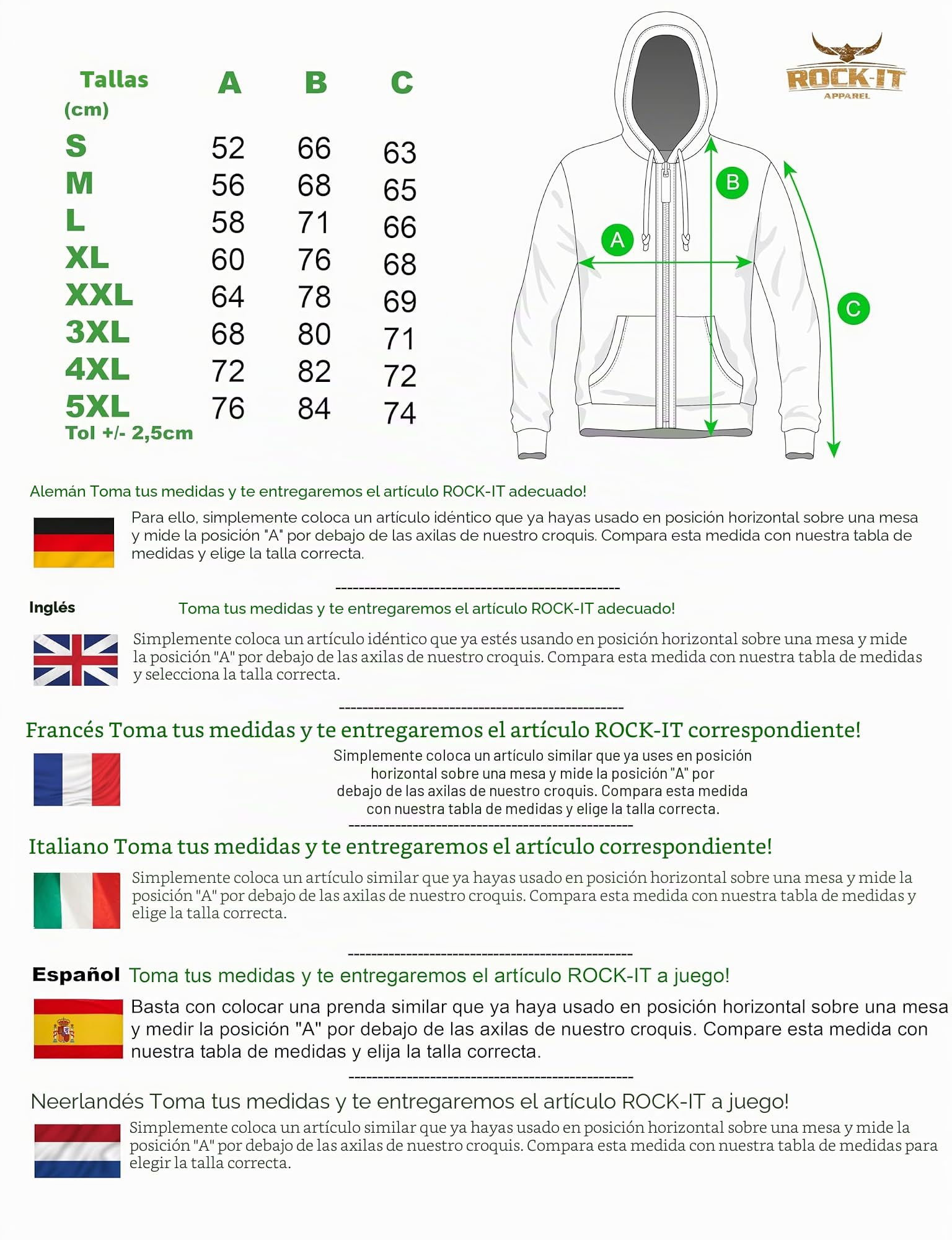 ROCK-IT Apparel Chaqueta con Capucha Forrada para Hombre I Muy cálida para otoño e Invierno I Tejido Grueso y Suave I con Capucha y Torso Forrados I Workerhoodie [Tallas S-5XL]