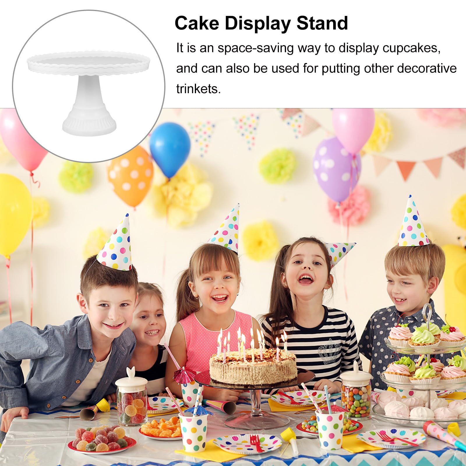 SECFOU Befüllbarer Tortenständer aus Acryl in Weiß Moderner Dessertständer für Geburtstage und Hochzeiten mit Pp Material zum Präsentieren von Kuchen und Snacks