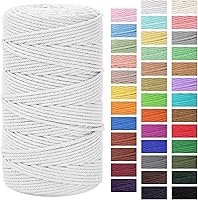 Vista 38 de Cordón de macramé de 1/8 pulgadas x 328 yardas Cuerda de macramé 100% algodón natural Cordón de algodón torcido de 4 hebras para manualidades