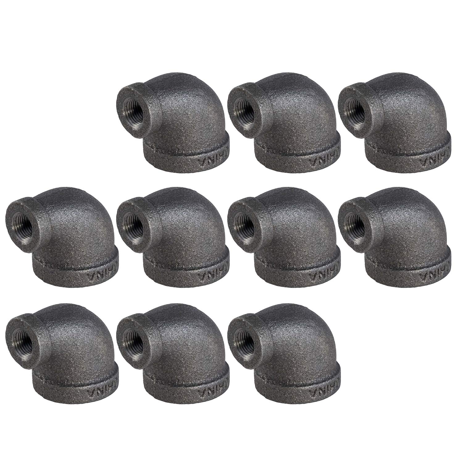Supply Giant BMRL1141-10, codo reductor de 90 grados de 1-1/4 x 3/4 pulgadas, accesorio de tubería roscada de hierro maleable, negro (paquete de 10)