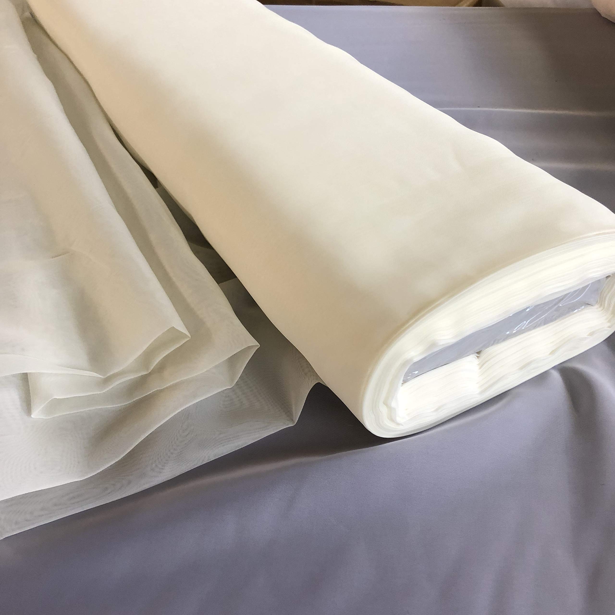 Megachest Voile ROLL- Plain Sheer Fabric Roll 50 Metres 150cm Wide Wedding Drapes Event Decor (Ivory)