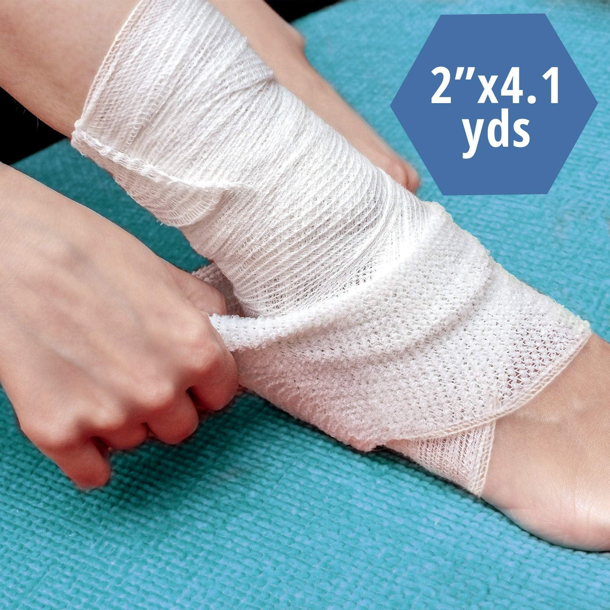 MED PRIDE Garza elastica conforme, sterile, senza lattice, non aderente, rotolo per la cura delle ferite (5,1 cm x 4,1 m)