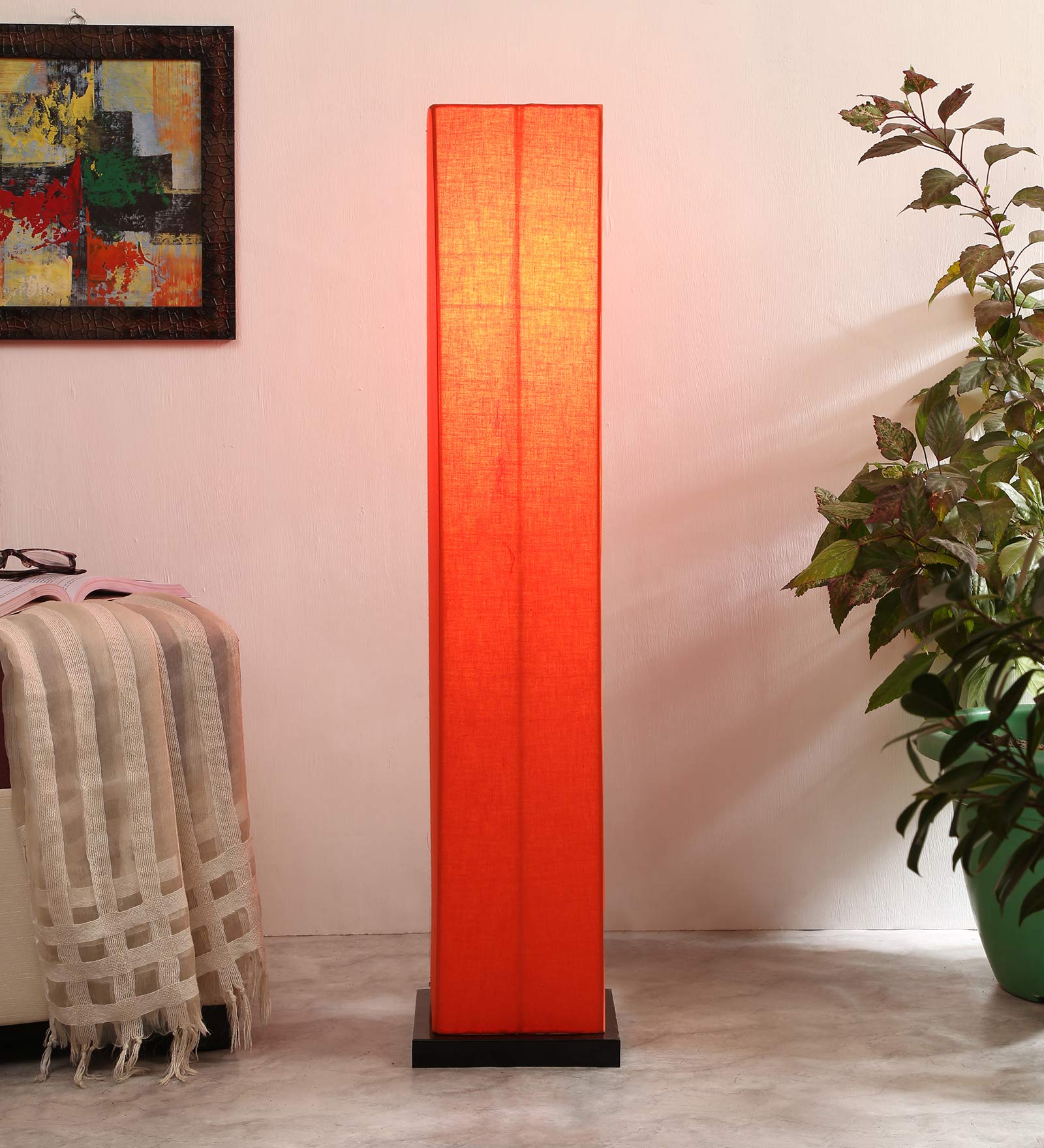 Devansh Orange Cotton Square Iron Floor Lamps (Orange,Cotton)-image-29