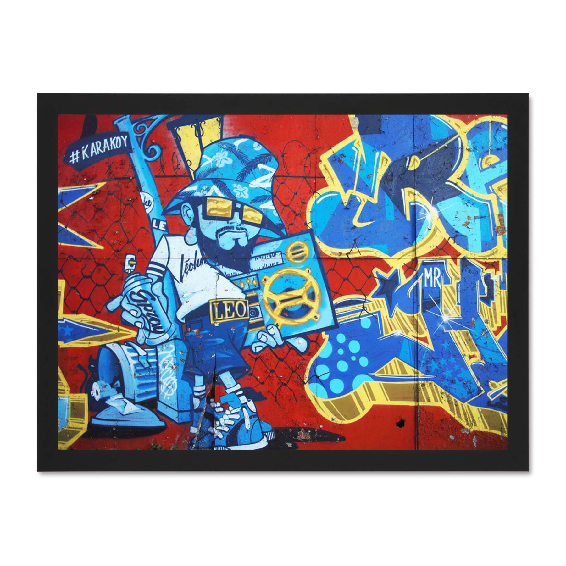 Graffiti Cool Guy Dude Boombox Large Framed Art Print Poster Wall Decor 18x24 inch