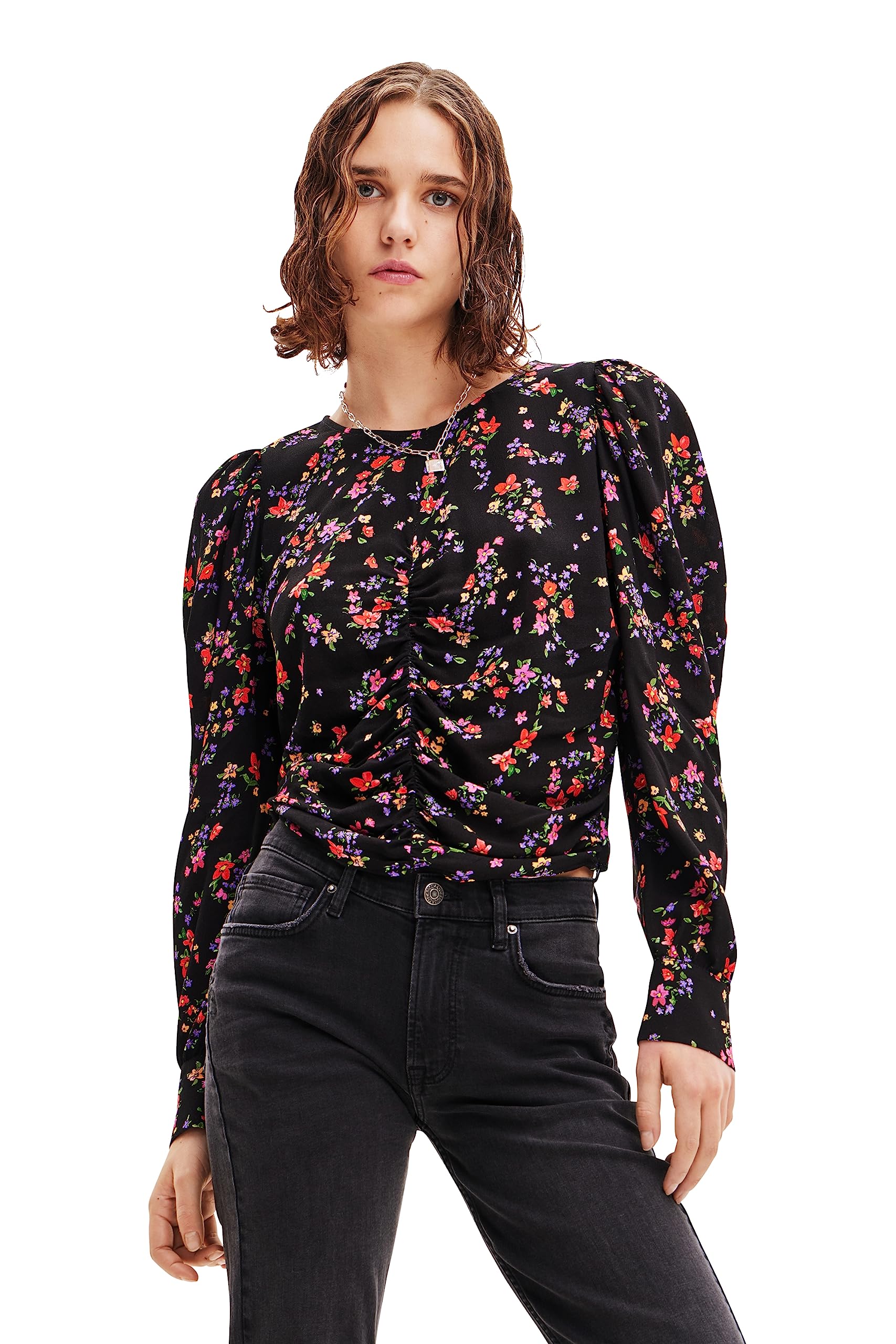 Desigual Peter Pretty Ditsy Floral Blouse 23WWBW36 Black