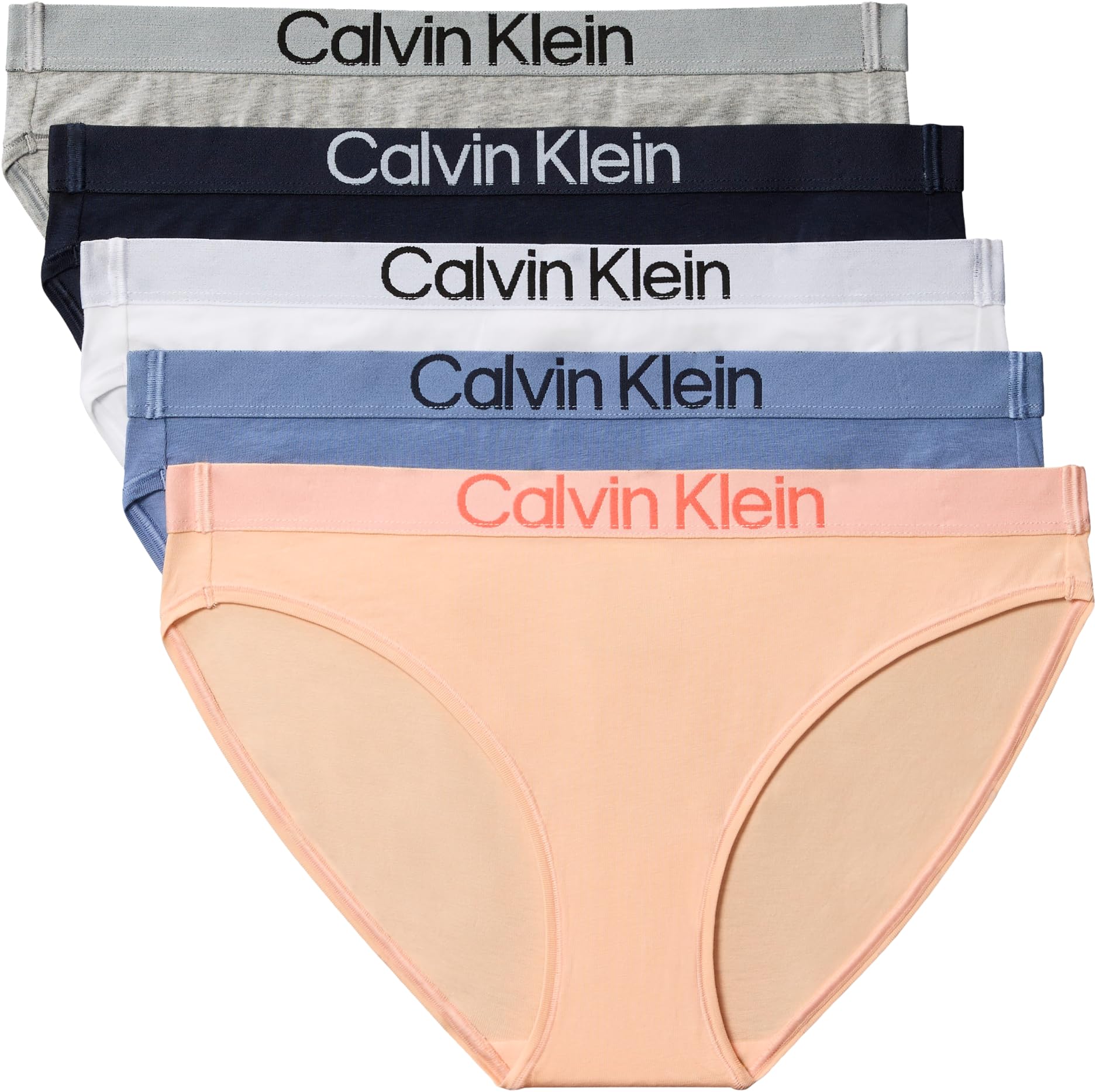 Calvin Klein Damen 5er Pack Slips Bikini Form mit Logobund