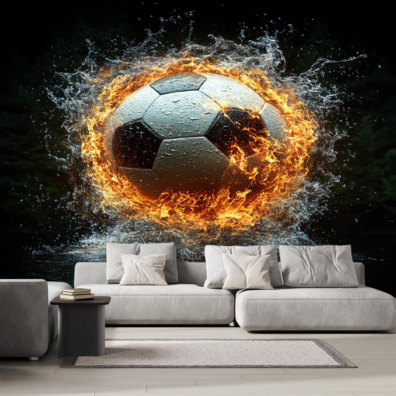 Tapisserie intissé sport football 3D avec fresque murale géante