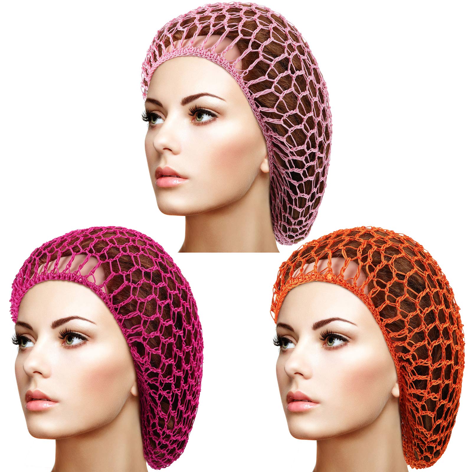 3 Pcs Hair Nets Women Mesh Crochet