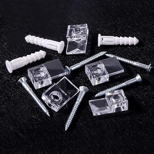 Miniatura 4 de 25 juegos de clips de soporte de espejo, clips de espejo para montaje en pared, clips de montaje para colgar accesorios para fijación de espejo sin