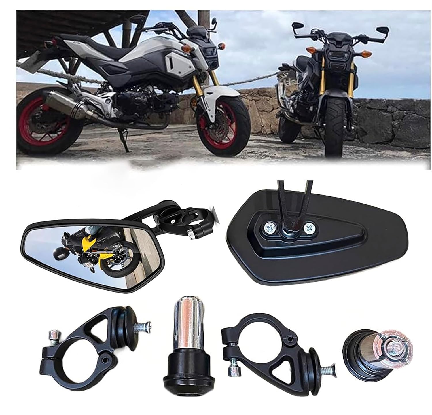 AMB New Handle Grip End Universal Side Rear View Mirror Handle Bar Edge