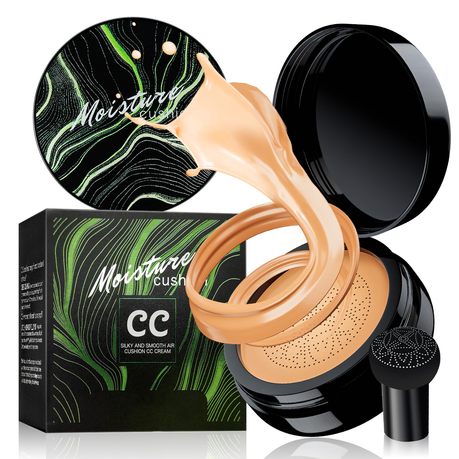 Air Cushion CC Cream Mushroom Head Foundation - Moisturizing BB Creams Foundation Long-Lasting Waterproof Matte Concealer for Even