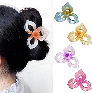 مشابك شعر انيقة - مشابك شعر كبيرة مصنوعة بشكل جميل على شكل زهرة للنساء، مثالية للشعر الكثيف، مصنوعة من البلاستيك غير القابل للانزلاق لتثبيت آمن وعصري (6 قطع باللون الموضح)