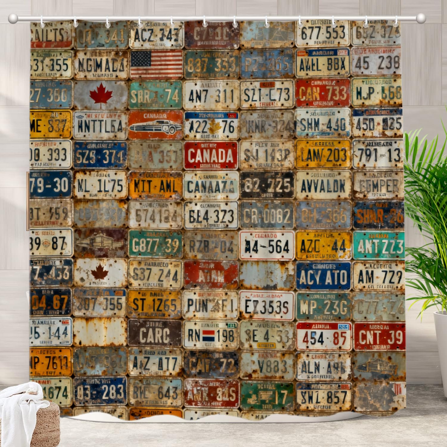 Rideau de douche polyester vintage pour relooker une salle de bain rétro