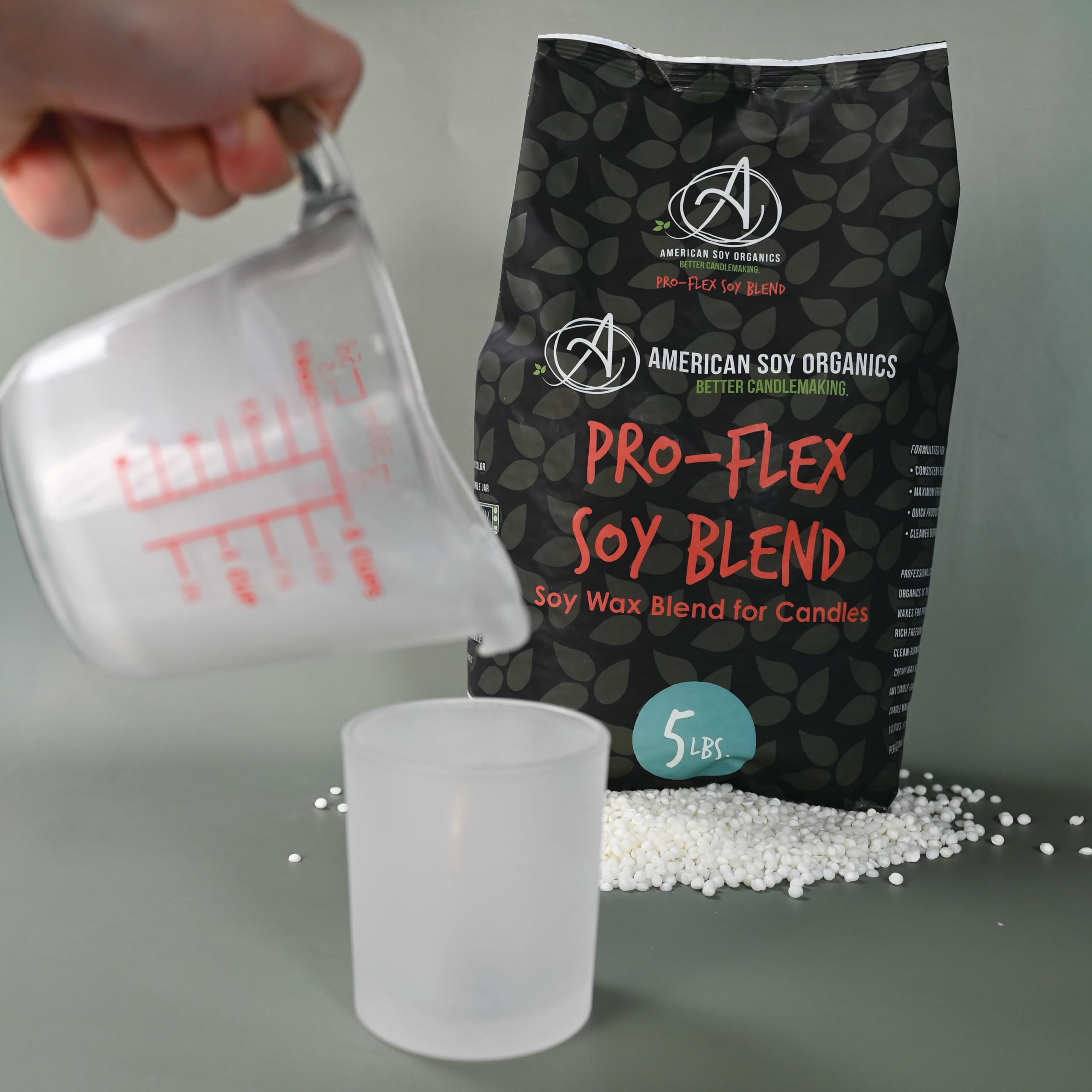 American Soy Organics Pro-Flex koraliki z wosku sojowego do produkcji świec – mieszanka wosku sojowego do kuchenki mikrofalowej – materiały do produkcji świec sojowych premium (pudełko 4,5 kg)