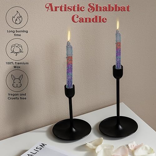 Miniatura 153 de Majestic Giftware /Safed Candles - Paquete de 12 velas Shabat (SC-SHTR-T) Velas tradicionales de Shabat hechas a mano de 5 pulgadas sin goteo Se