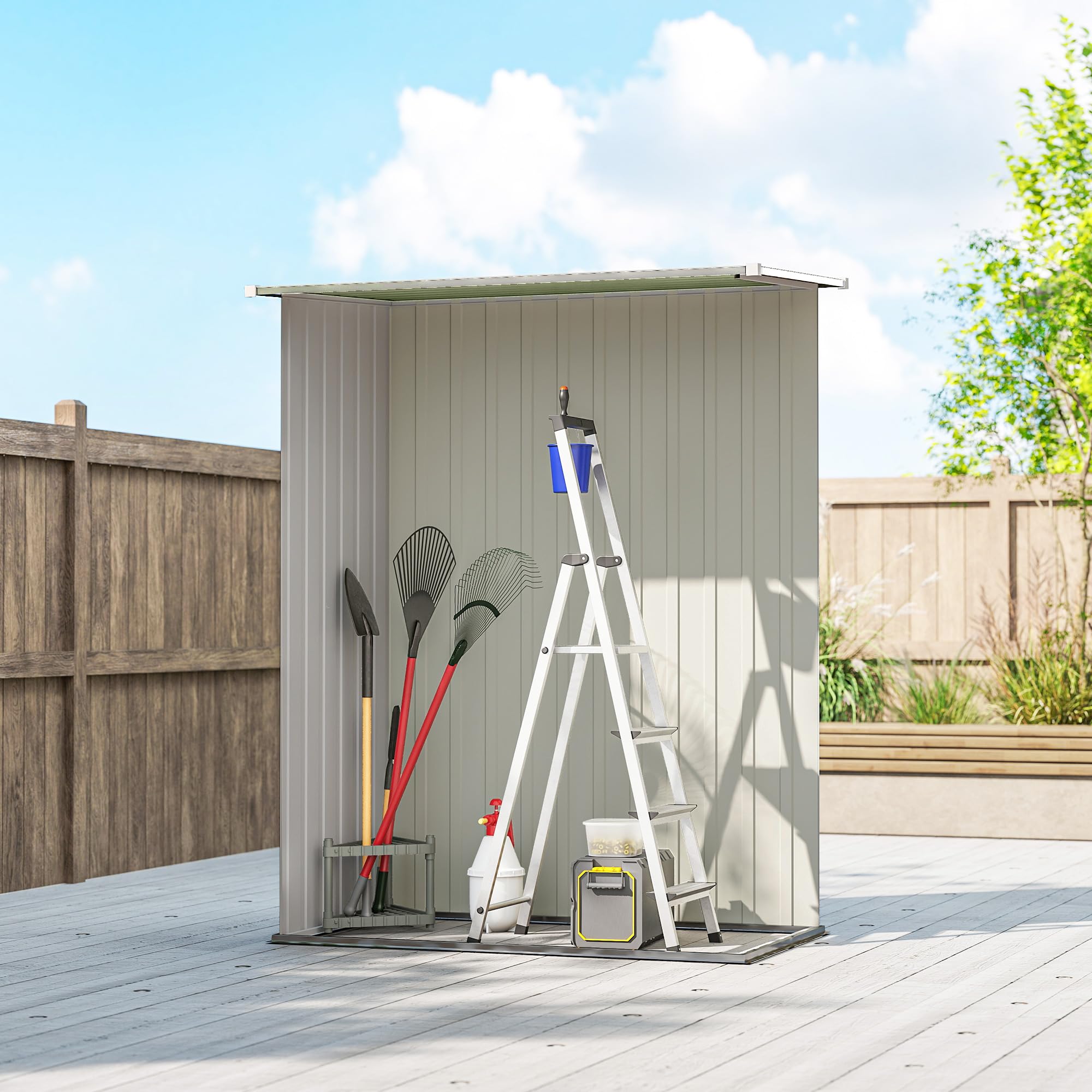 Outsunny Metall Gerätehaus 1,07 m² 142 x 86 x 189 cm Geräteschuppen mit Pultdach abschließbarer Tür wetterfest Grün