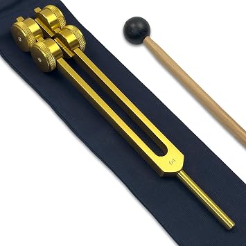 64 Hz OTTO Tuning Fork for Healing with Attenuator Extender OSTEOPHONIC Tool for Sound Therapy and Biofield Application | Gold