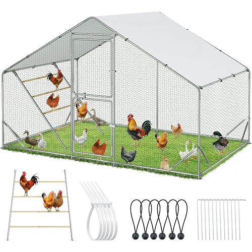 ACEPIC Chicken Runs for Yard with Cover, Roosting Perches & Lock,10x6.5x6.5