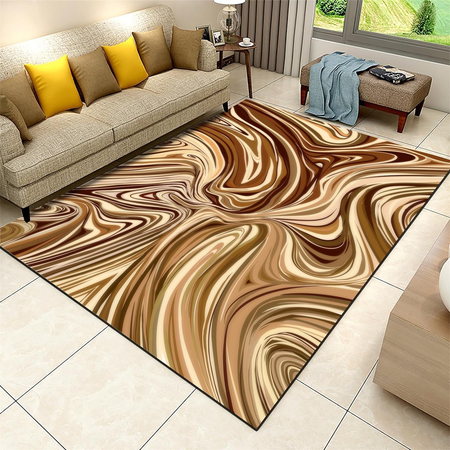 Tapis de sol pour cuisine et couloir à texture rayée colorée moderne 3D