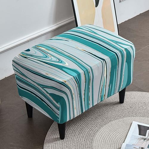 Miniatura 2 de ZEaink Funda elástica otomana rectangular para taburete, funda de elastano estampada para reposapiés, protector antideslizante para reposapiés, con