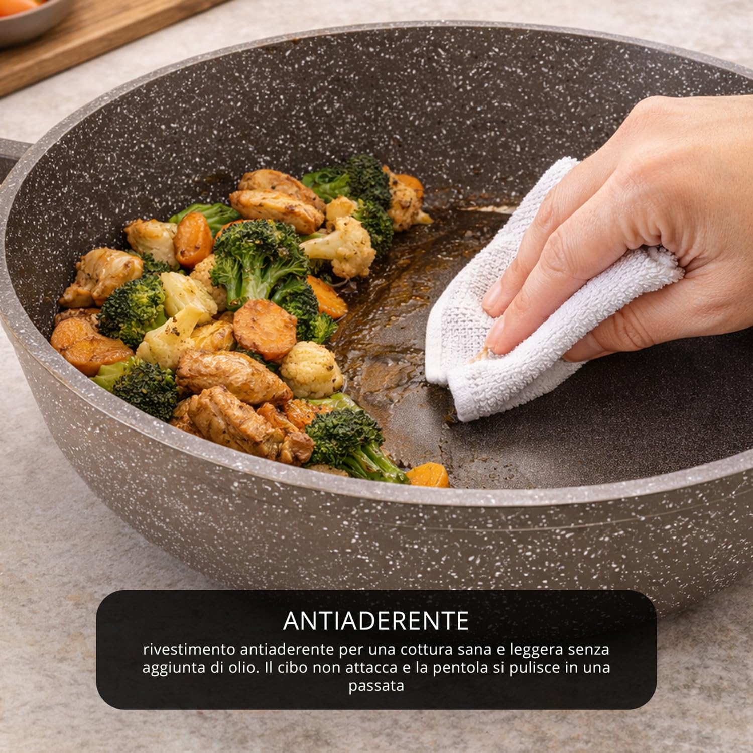 Tegame 40 cm con coperchio I Giganti design marrone