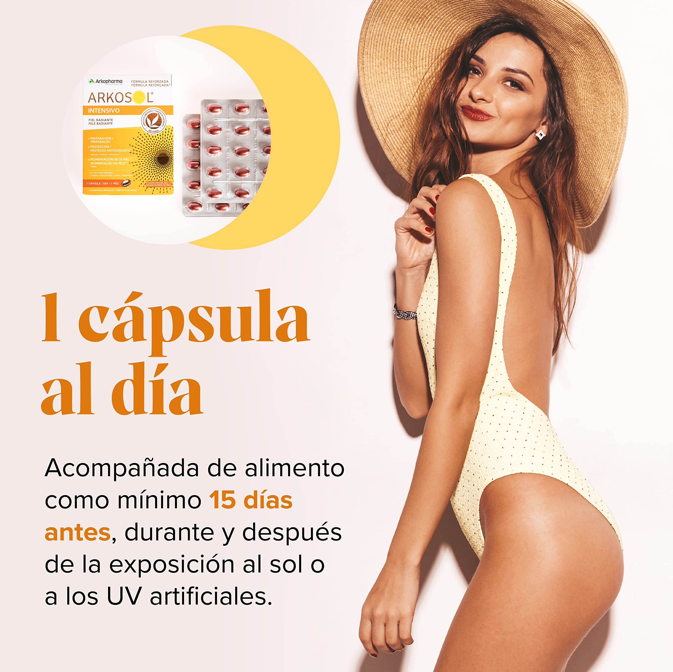 Arkopharma Arkosol Intensivo 30 Perlas Betacarotenos Cobre Vitamina E Selenio Complemento Alimenticio Preparar Piel para el Sol