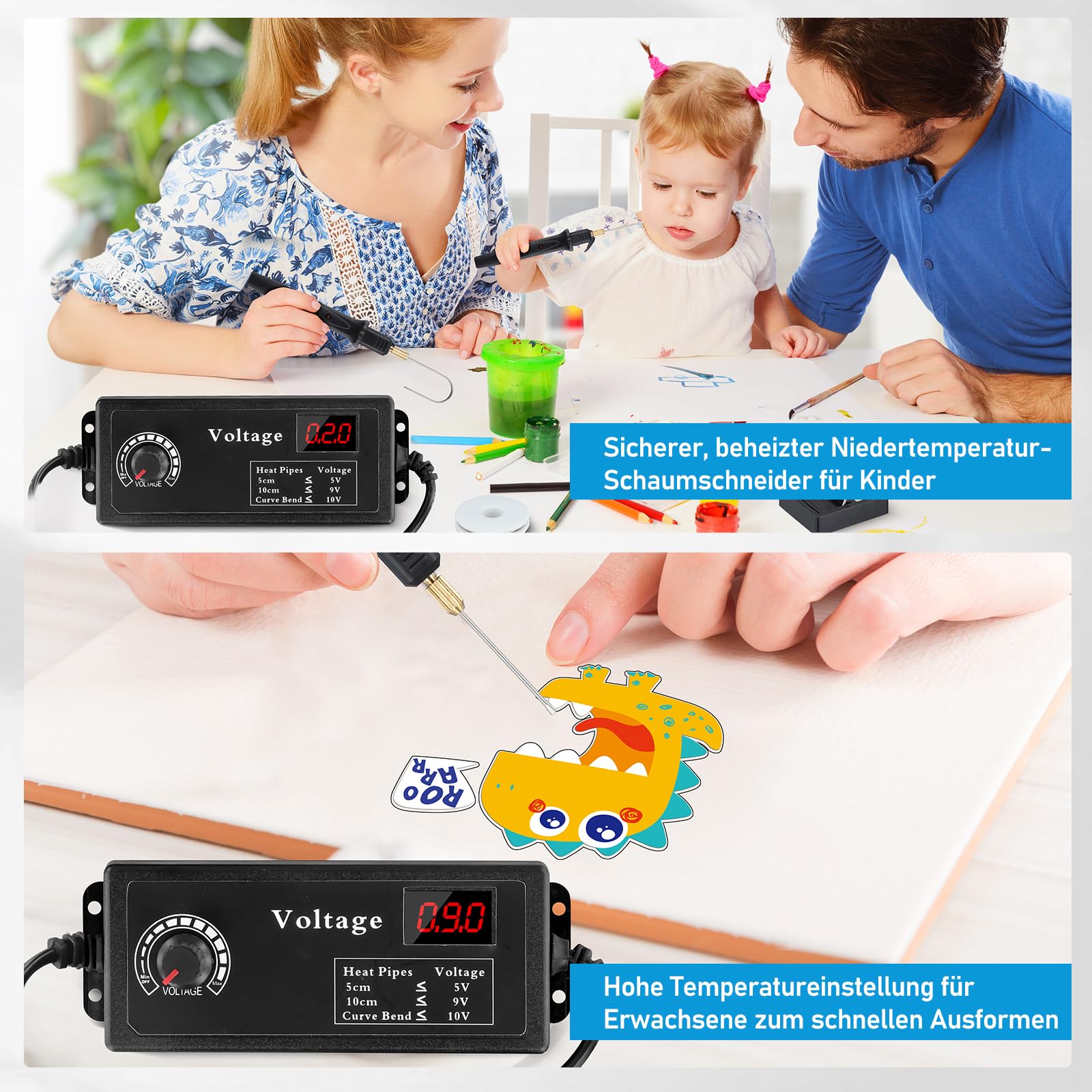 Styroporschneider Heißdrahtschneider Kits mit Digitalem Spannungsregler,Hot Elektrischer Styropor Schneider,100-240V/18W Heiß-styroporschneider für Schnittkanten Kunststoffe & styropor (Schwarz)