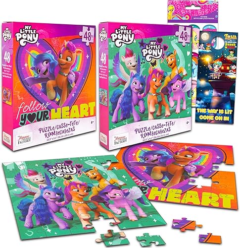 My Little Pony - Rompecabezas para niños, paquete de actividades My Little Pony, paquete de 2 rompecabezas de My Little Pony de 48 piezas cada uno