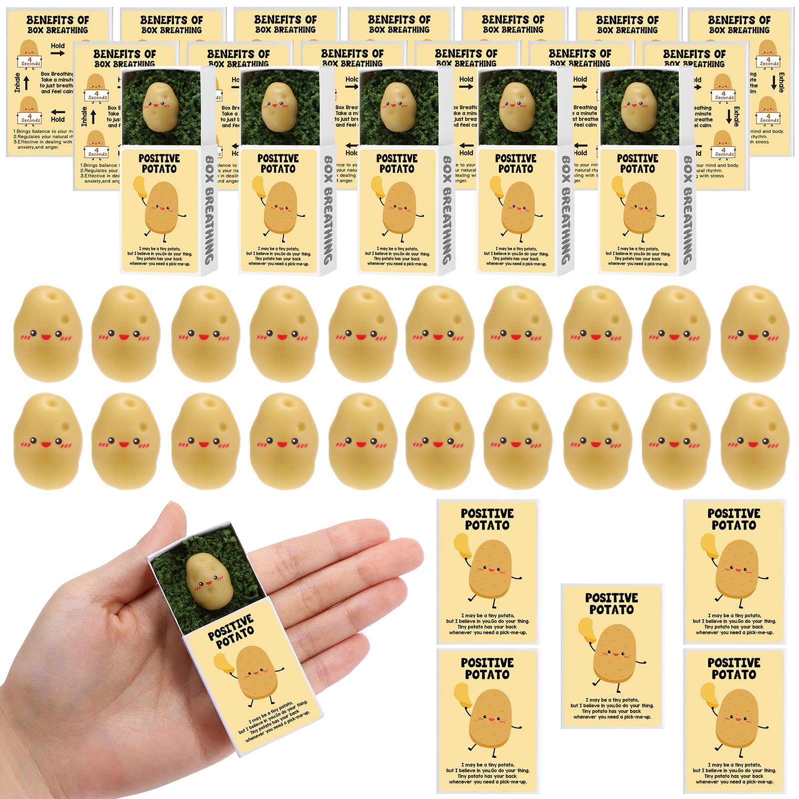 20 Sets Employee Appreciation Gifts Bulk Positive Potato with Inspirational Boxes Emotional Support Motivational Gifts Mini Potato Resin Small Thank You Gift for Coworker Staff Students Teacher Nurse