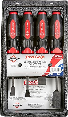 Miniatura 8 de Mayhew Tools 13082 - Juego de raspadores rectos Progrip de 4 piezas