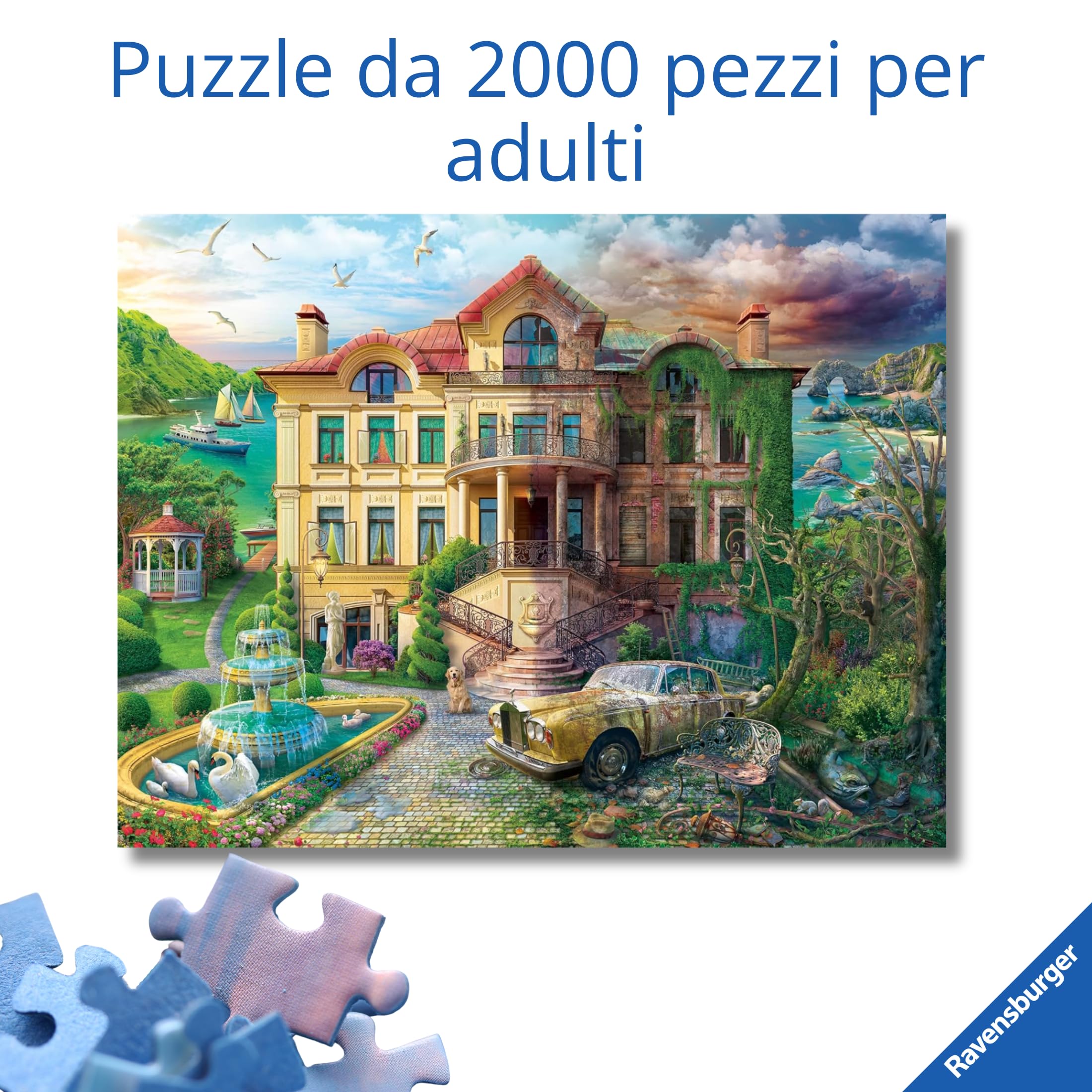 Ravensburger - Puzzle 2000 Pezzi La Villa Attraverso I Secoli | Puzzle 2000 Pezzi | Rompicapo Adulti E Bambini Dai 14 Anni In Su | Regalo Per Bambini E Adulti | Misure 98x75cm | Tecnologia Soft-click